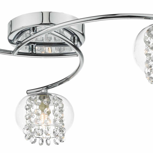 Elma 3 Light Semi Flush Polished Chrome Glass