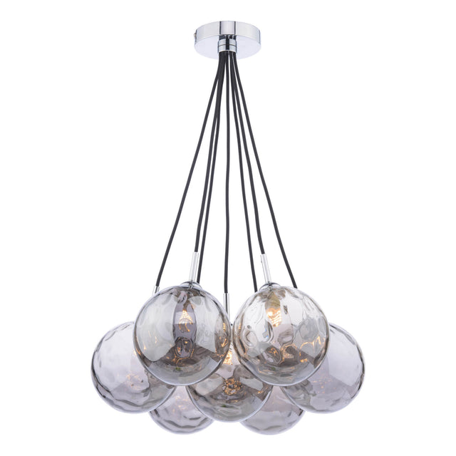 Elpis 7 Light Cluster Pendant Polished Chrome Smoked Glass