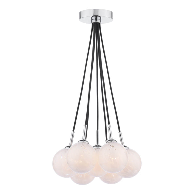 Elpis 7 Light Cluster Pendant Polished Chrome & Confetti Glass