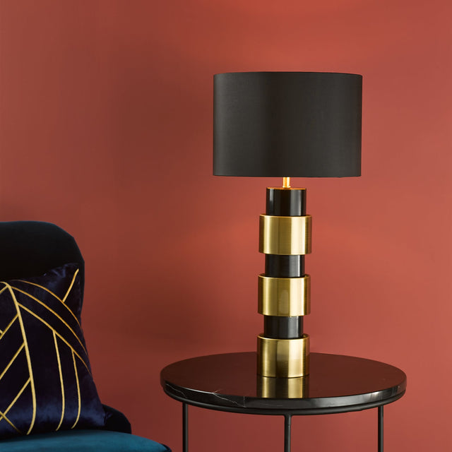 Elwyn Table Lamp Satin Gold and Satin Black With Shade