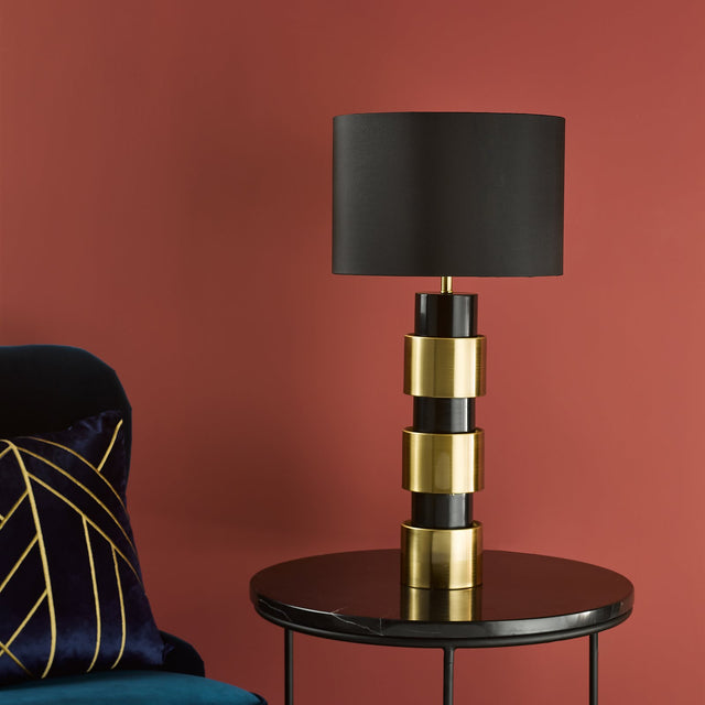 Elwyn Table Lamp Satin Gold and Satin Black With Shade