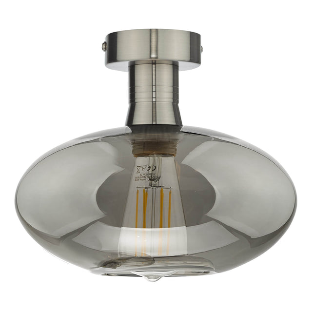 Emerson Semi Flush Antique Chrome Smoked Glass