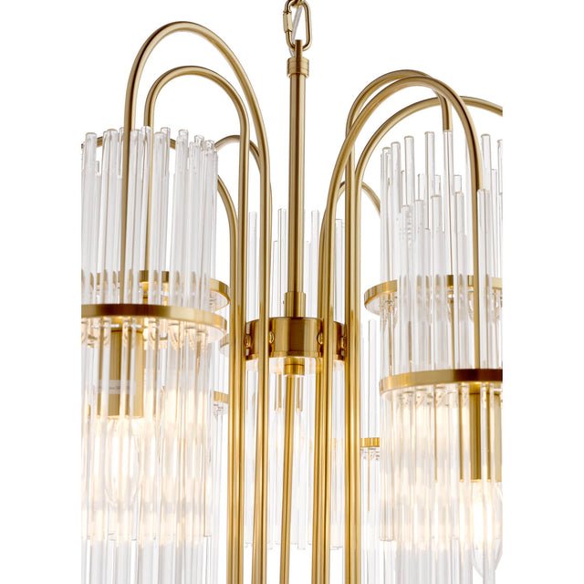 Eniola 9 Light Pendant Natural Brass and Glass