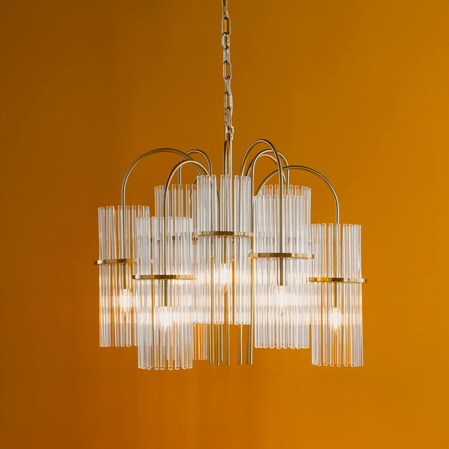 Eniola 9 Light Pendant Natural Brass and Glass