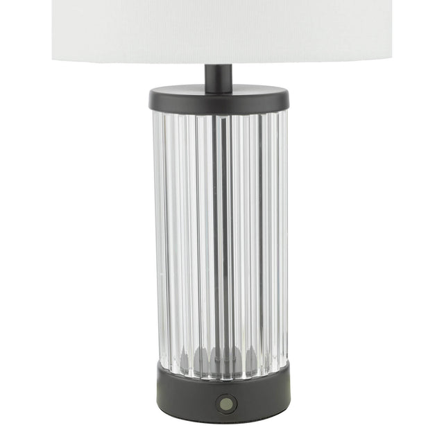 Enrico Rechargeable Table Lamp Satin Black and Glass With Shade LED