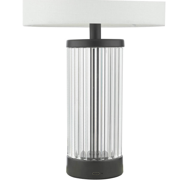 Enrico Rechargeable Table Lamp Satin Black and Glass With Shade LED