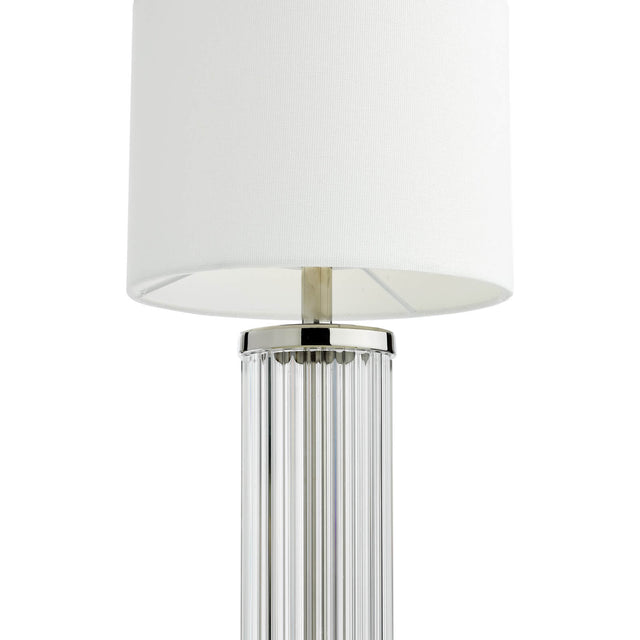 Enrico Rechargeable Table Lamp Polished Nickel and Glass With Shade LED