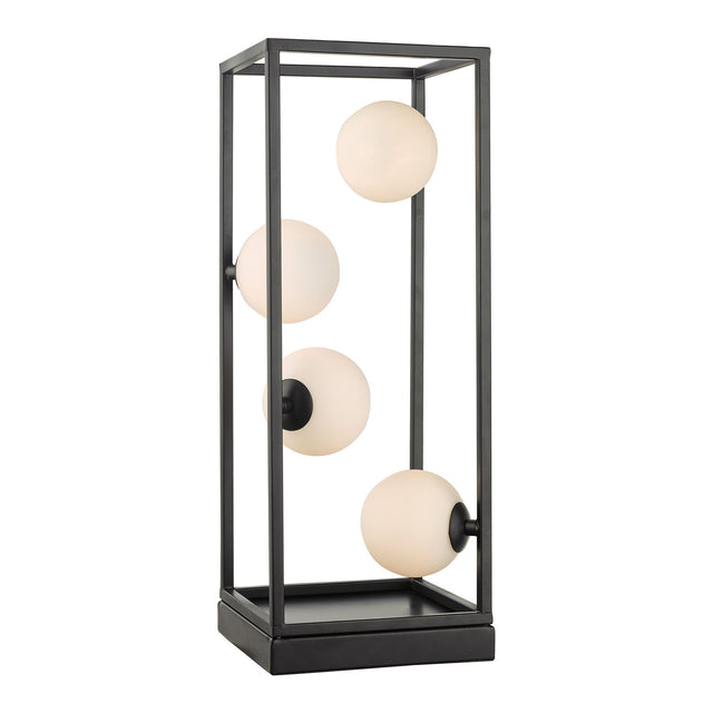 Ensio 4 Light Table Lamp Matt Black & Opal Glass