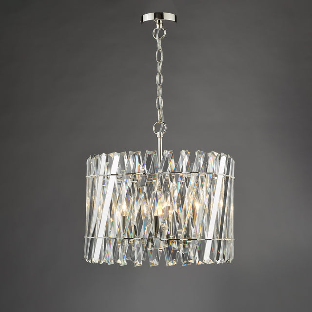 Entwine 6 Light Pendant Polished Nickel and Crystal