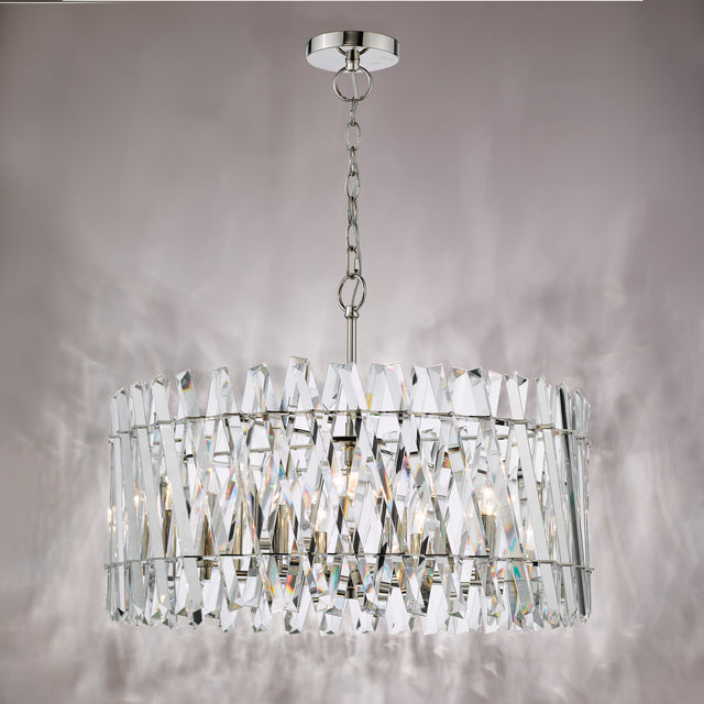 Entwine 8 Light Pendant Polished Nickel and Crystal