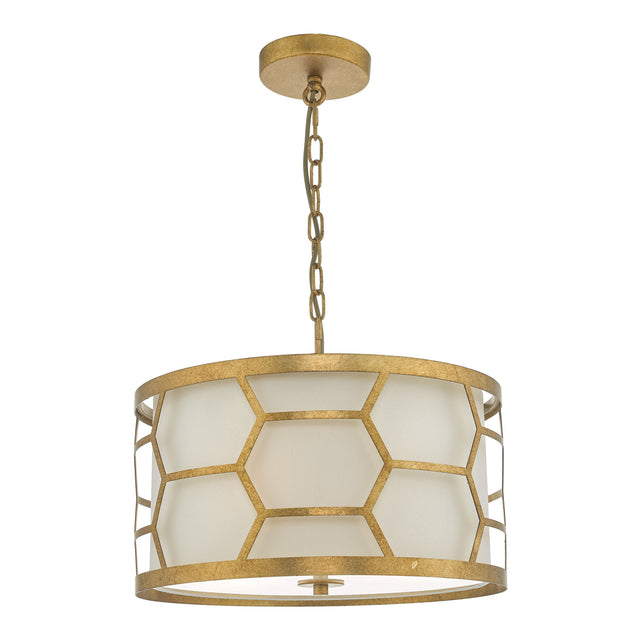 Epstein 3 Light Pendant Gold With Ivory Shade