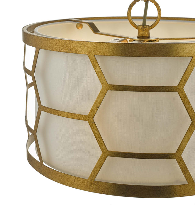 Epstein 3 Light Pendant Gold With Ivory Shade