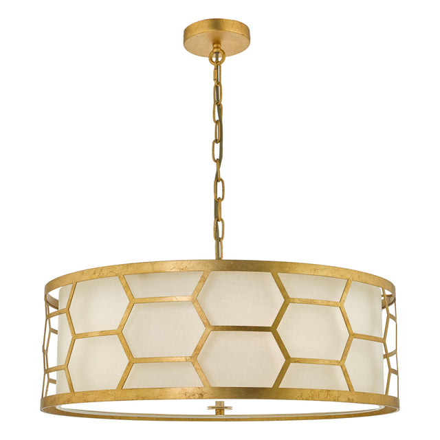 Epstein 4 Light Pendant Gold With Ivory Shade & Glass Diffuser