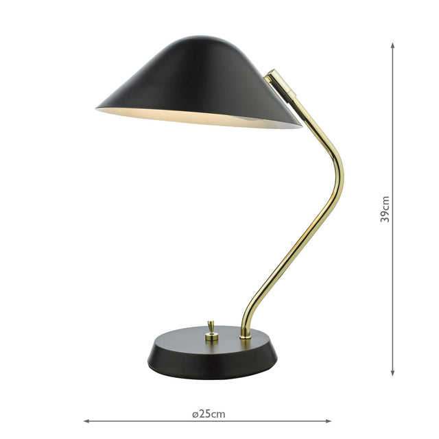 Erna Task Table Lamp Polished Brass Satin Black