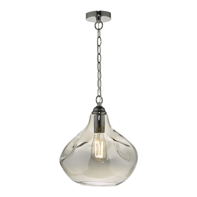 Esarosa 1 Light Pendant Black Chrome And Smoked Glass