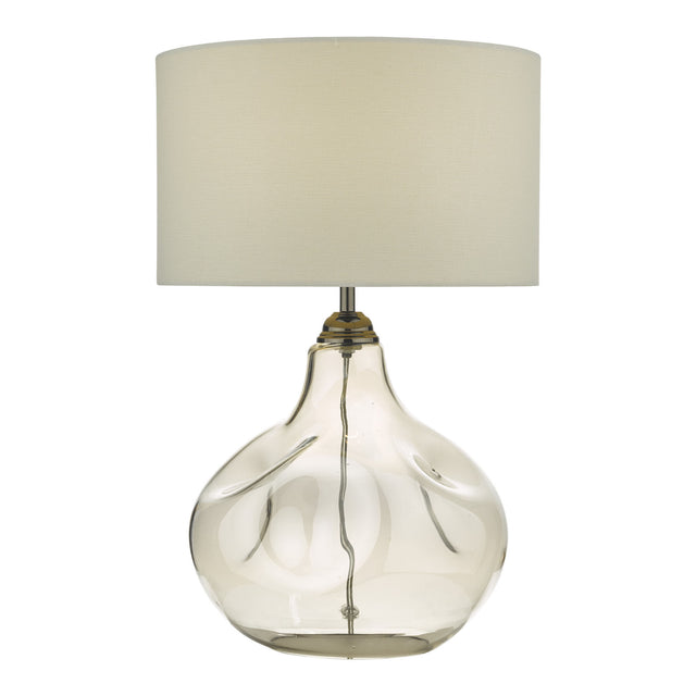 Esarosa Table Lamp Smoked Glass with White Linen Shade