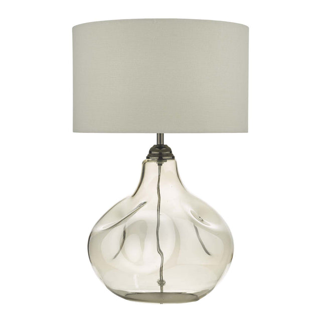 Esarosa Table Lamp Smoked Glass with White Linen Shade