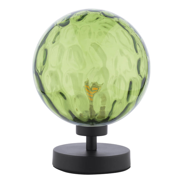 Esben Touch Table Lamp Matt Black Green Dimpled Glass