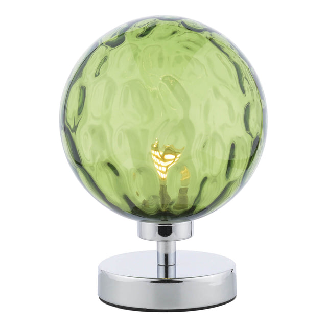 Esben Touch Table Lamp Polished Chrome Green Dimpled Glass