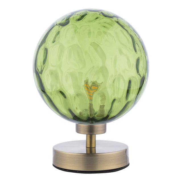 Esben Table Lamp Antique Brass Green Dimpled Glass