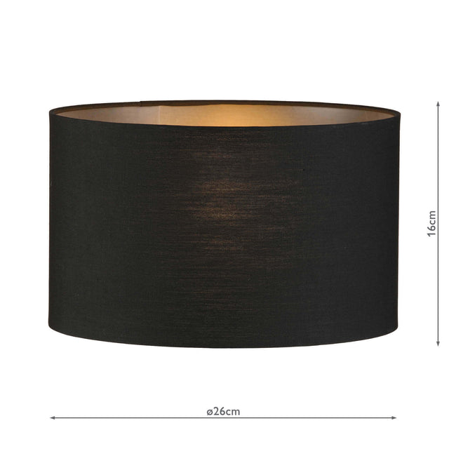 Etan Black Faux Silk Drum Shade 26cm