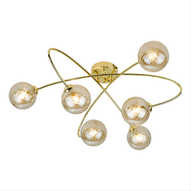 Etta 6 Light Semi Flush Polished Gold Champagne Glass