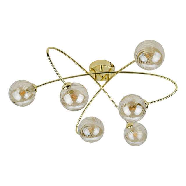 Etta 6 Light Semi Flush Polished Gold Champagne Glass