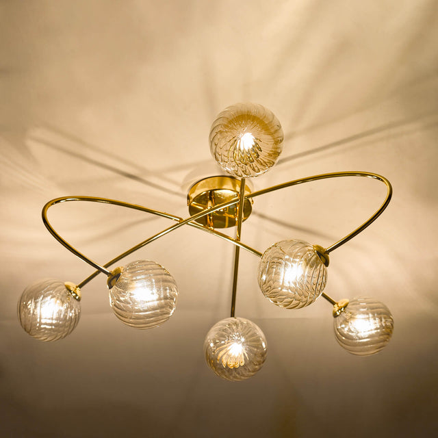 Etta 6 Light Semi Flush Polished Gold Champagne Glass