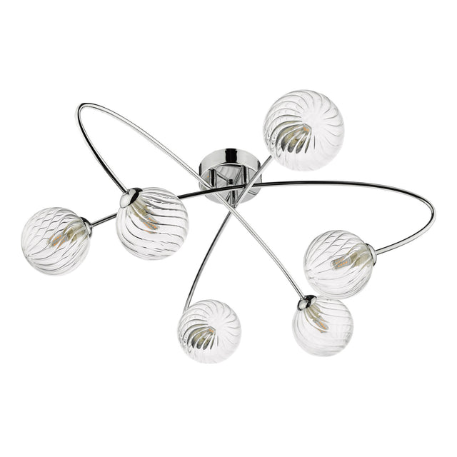 Etta 6 Light Semi Flush Polished Chrome Clear Glass