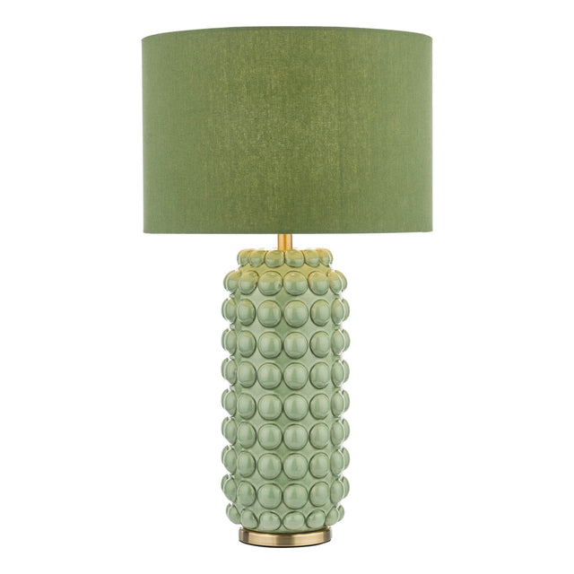 Etzel Table Lamp Green Antique Brass With Shade