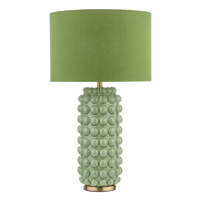 Etzel Table Lamp Green Antique Brass With Shade