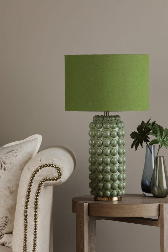 Etzel Table Lamp Green Antique Brass With Shade