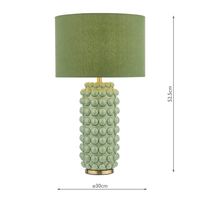 Etzel Table Lamp Green Antique Brass With Shade