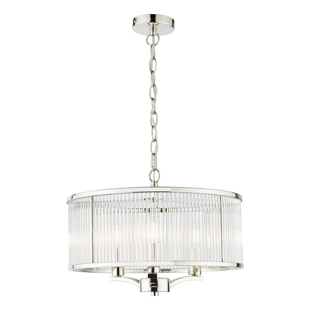 Evelyn 3 Light Pendant Polished Nickel and Glass