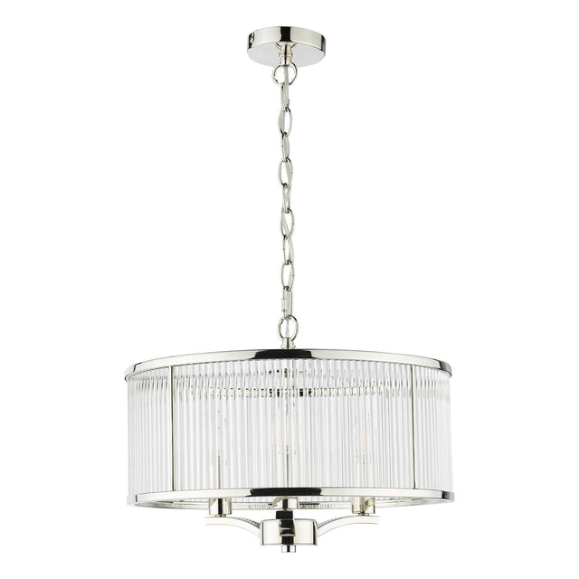 Evelyn 3 Light Pendant Polished Nickel and Glass