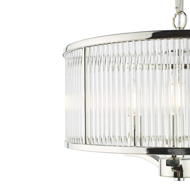 Evelyn 3 Light Pendant Polished Nickel and Glass