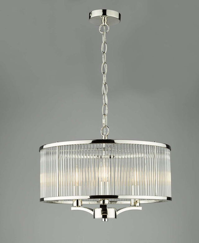 Evelyn 3 Light Pendant Polished Nickel and Glass