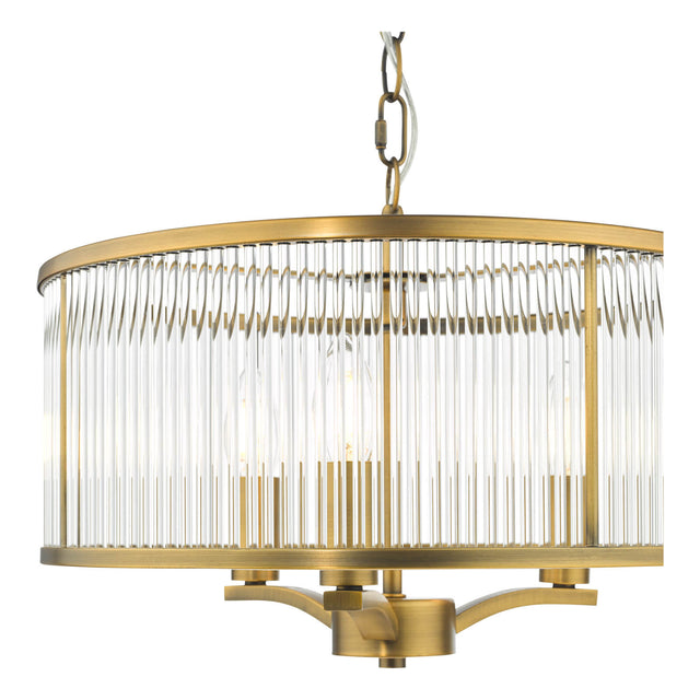 Evelyn 3 Light Pendant Antique Bronze and Glass