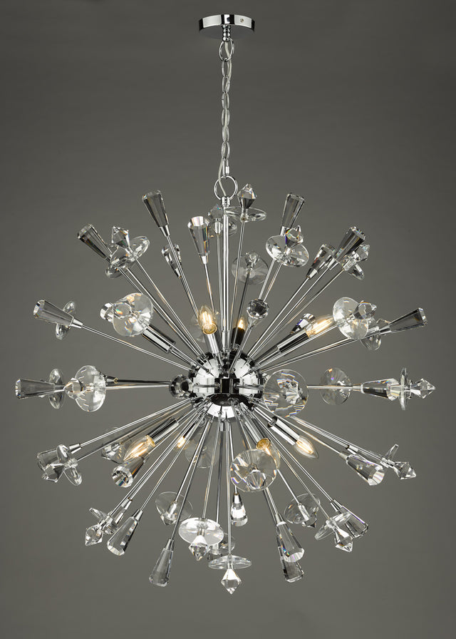 Exodus 8 Light Pendant Polished Chrome Crystal