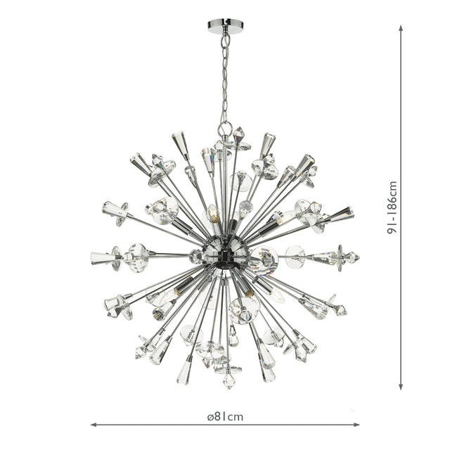 Exodus 8 Light Pendant Polished Chrome Crystal