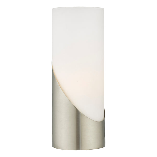 Faris Touch Table Lamp Satin Nickel Opal Glass