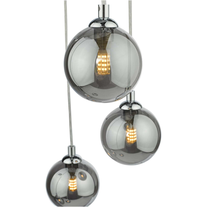 Federico 5 Light Cluster Pendant Polished Chrome Smoked Glass