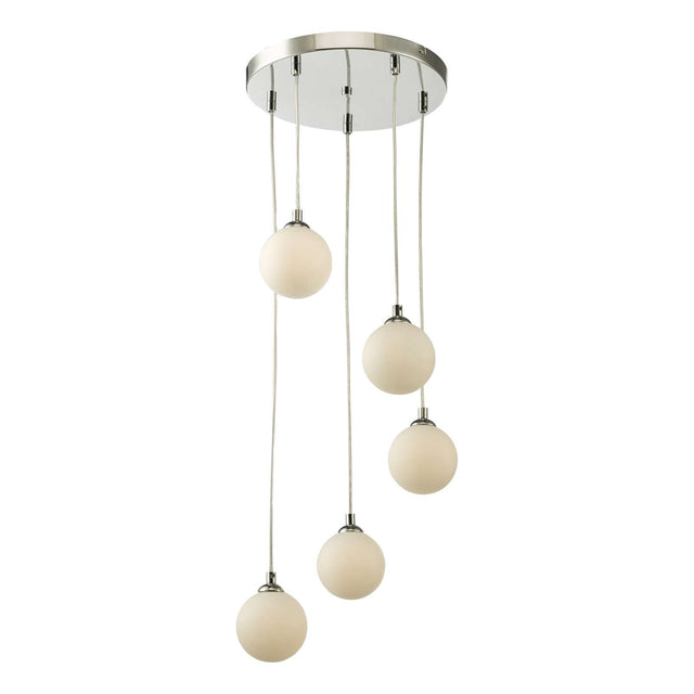 Federico 5 Light Cluster Pendant Polished Chrome Opal Glass