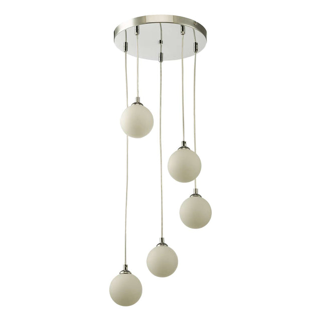 Federico 5 Light Cluster Pendant Polished Chrome Opal Glass