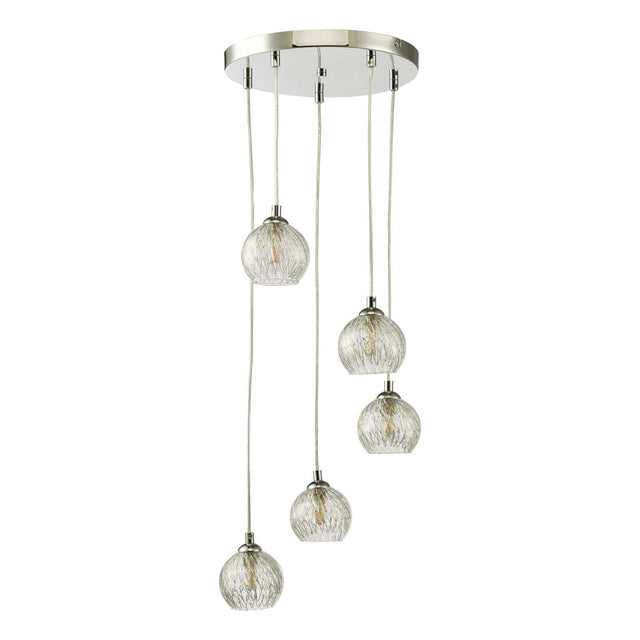 Federico 5 Light Cluster Pendant Polished Chrome Clear/Wire Glass