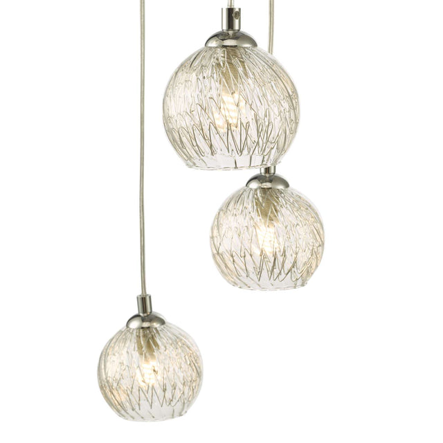 Federico 5 Light Cluster Pendant Polished Chrome Clear/Wire Glass