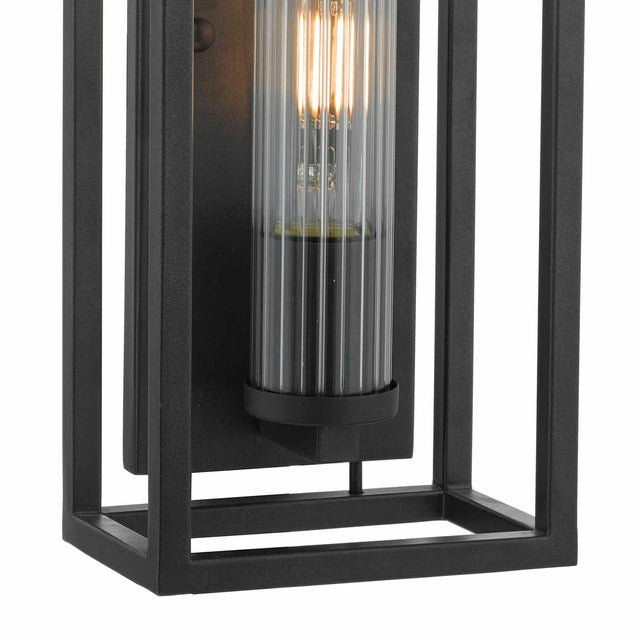 Felipe Wall Light Black & Ribbed Glass