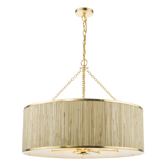 Fenella 8 Light Pendant Gold Leaf and Seagrass Shade