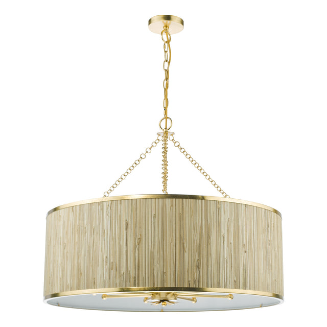 Fenella 8 Light Pendant Gold Leaf and Seagrass Shade