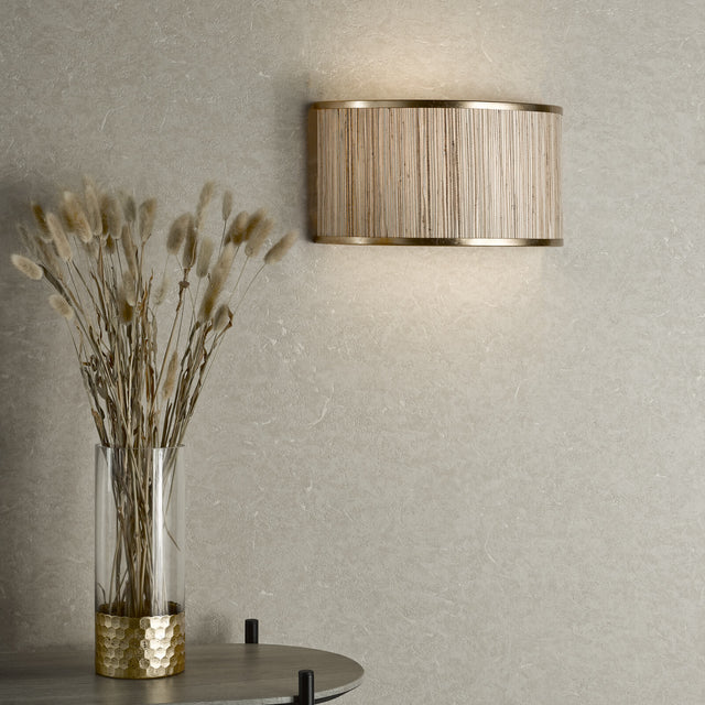 Fenella 2 Light Wall Light Gold Leaf and Seagrass